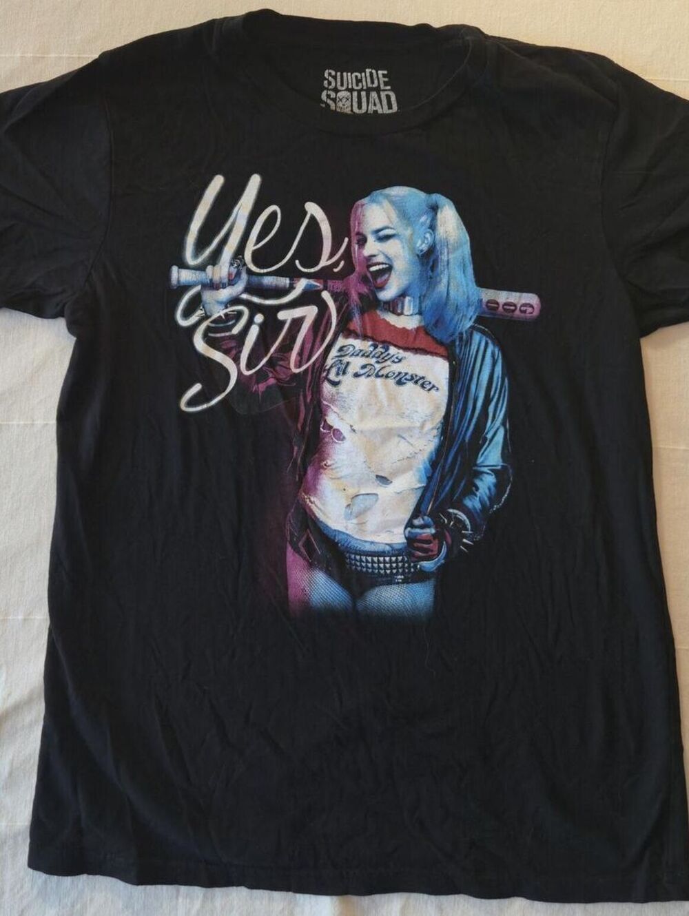Suicide Squad Harley Quinn 'Yes Sir' Graphic T-Shirt Black Small